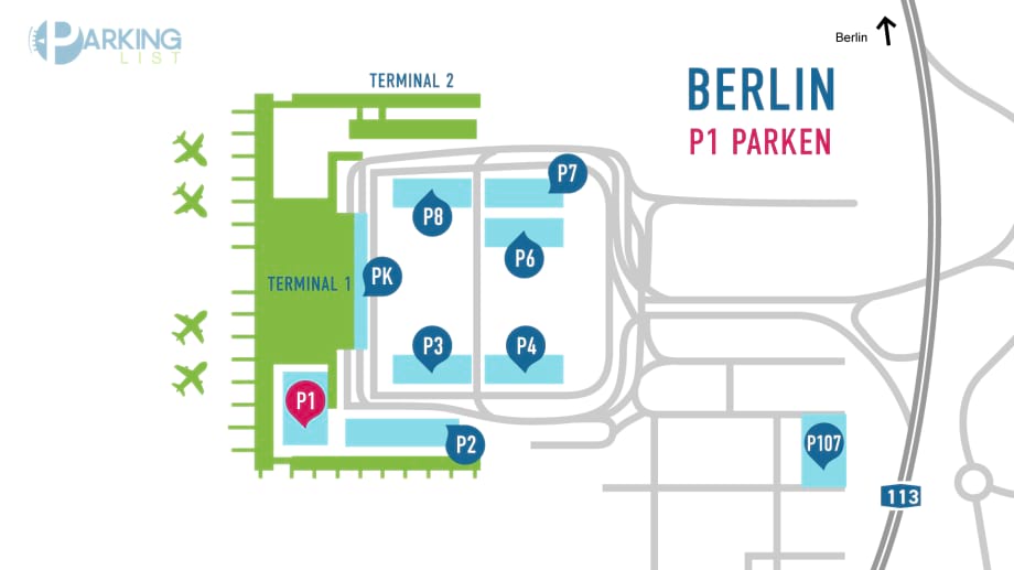 Lageplan Flughafen BER Berlin Brandenburg P1