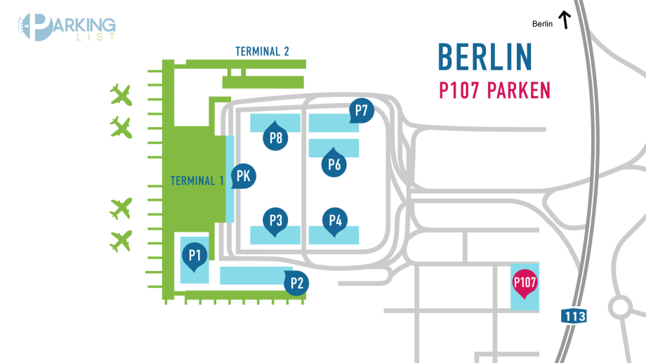 Lageplan Parkplatz P107 Flughafen Berlin