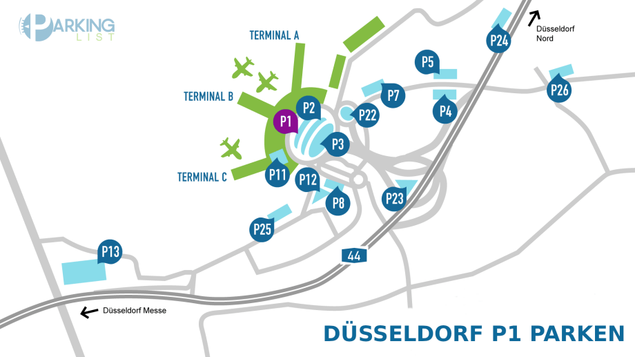 Düsseldorf Parken Flughafen Parkhaus First Class Parken www.parkinglist.de