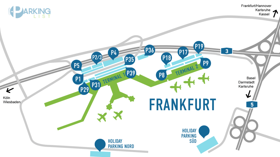 Lageplan Flughafen Frankfurt (FRA)