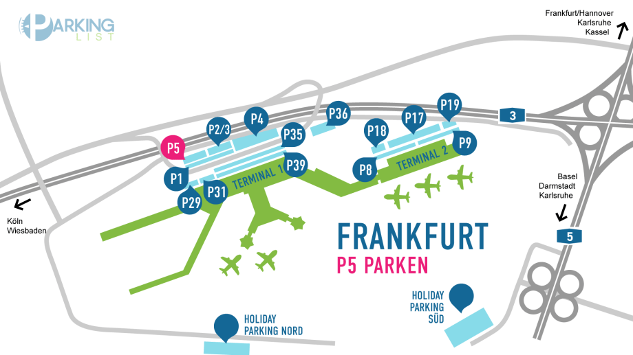 Lageplan Parkhaus P1 Flughafen Frankfurt
