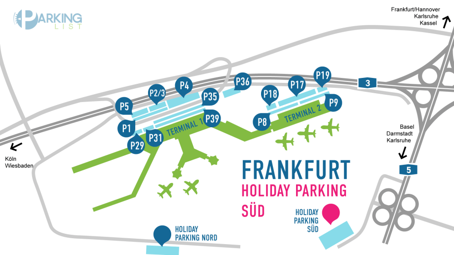 Parkhaus Terminal 3 Holiday Parking Süd Frankfurt www.parkinglist.de