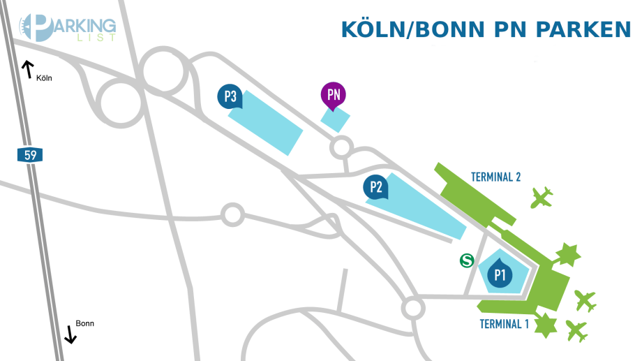 Lageplan Parkplatz P-Nord Flughafen Köln Bonn