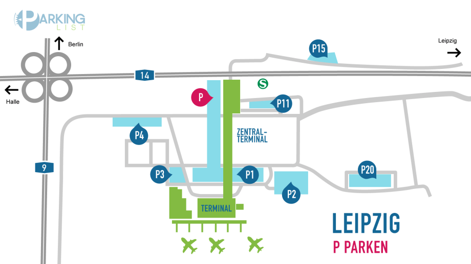 Lageplan Flughafen Leipzig P