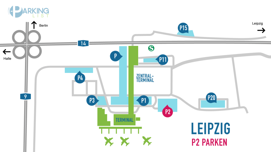 Lageplan Flughafen Leipzig P2
