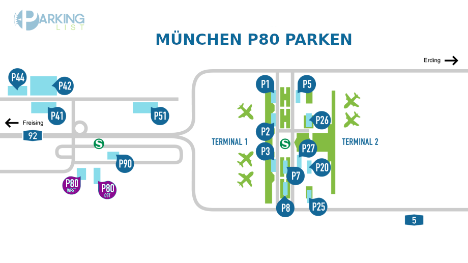 Parken P80 Ost München Flughafen