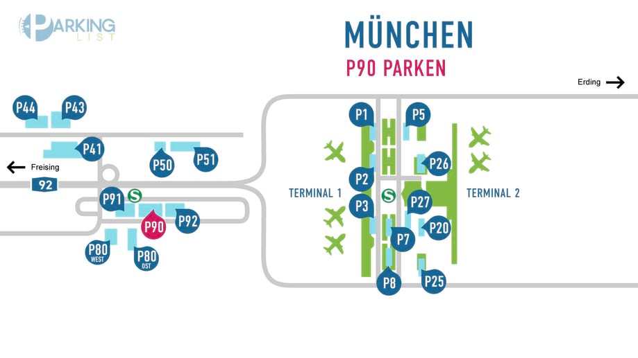 Lageplan Parkhaus P90 Flughafen München