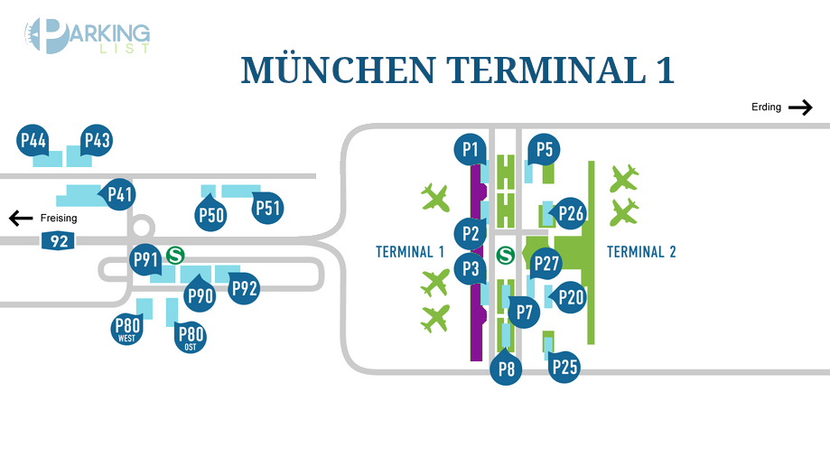 Lageplan Flughafen München Terminal 1
