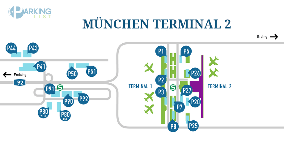 Lageplan Flughafen Muenchen Terminal 2