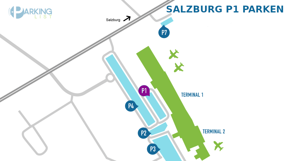 Lageplan Parkplatz P1 Flughafen Salzburg