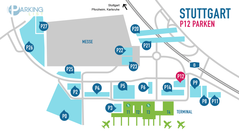 Lageplan Flughafen Stuttgart P12