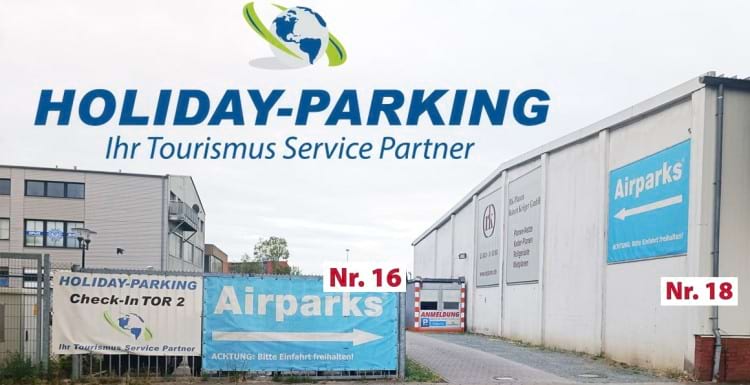 Einfahrt Parkplatz mit Shuttle Service zum Flughafen Bremen