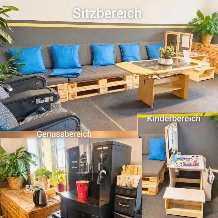 Warteraum beim Parkplatz mit Shuttle Service zum Flughafen Leipzig