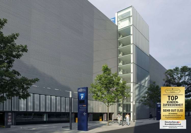 Parkplatz im Parkhaus mit Shuttle Service zum Flughafen Frankfurt